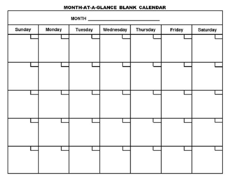 Printable Blank Monthly Calendars | Activity Shelter