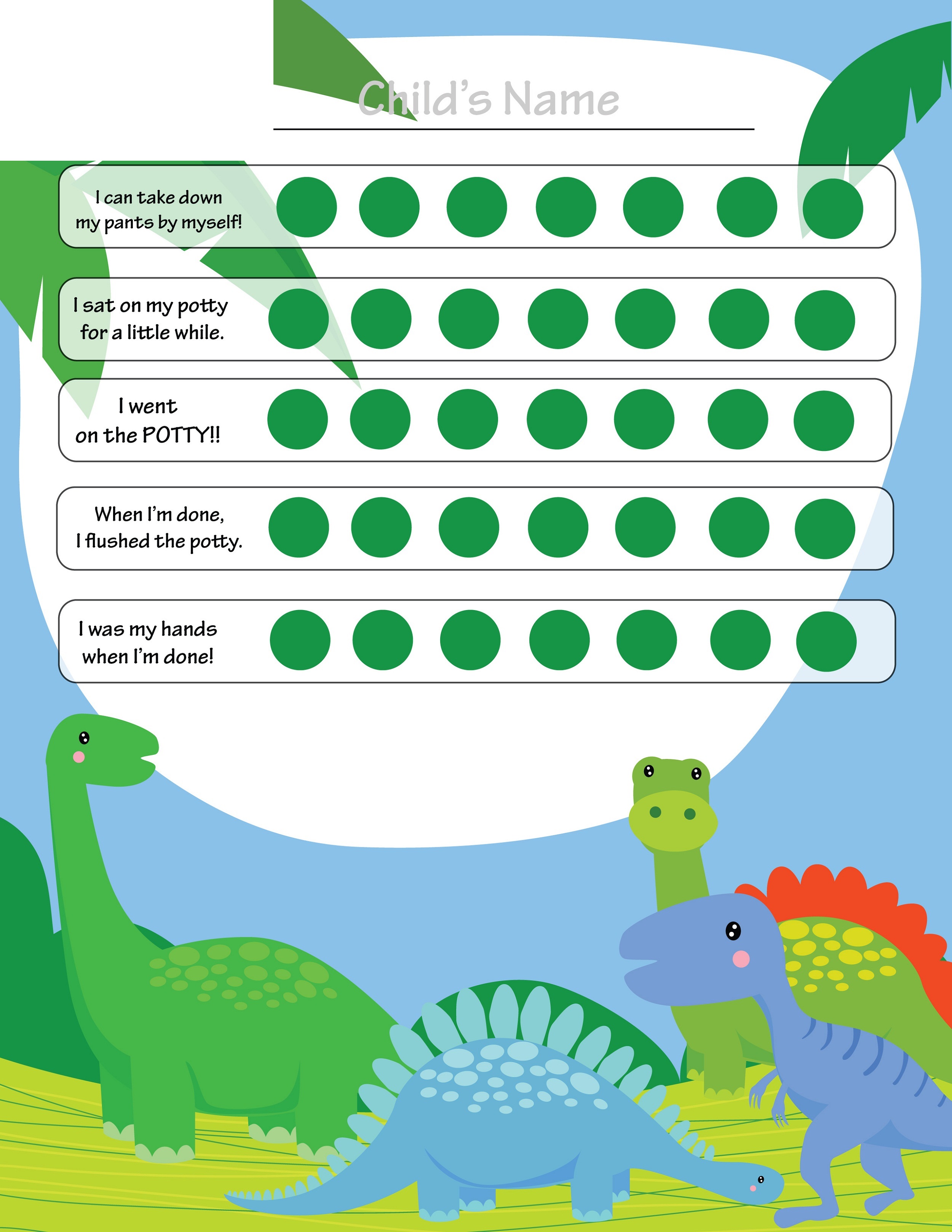 Free Printable Dinosaur Potty Training Chart