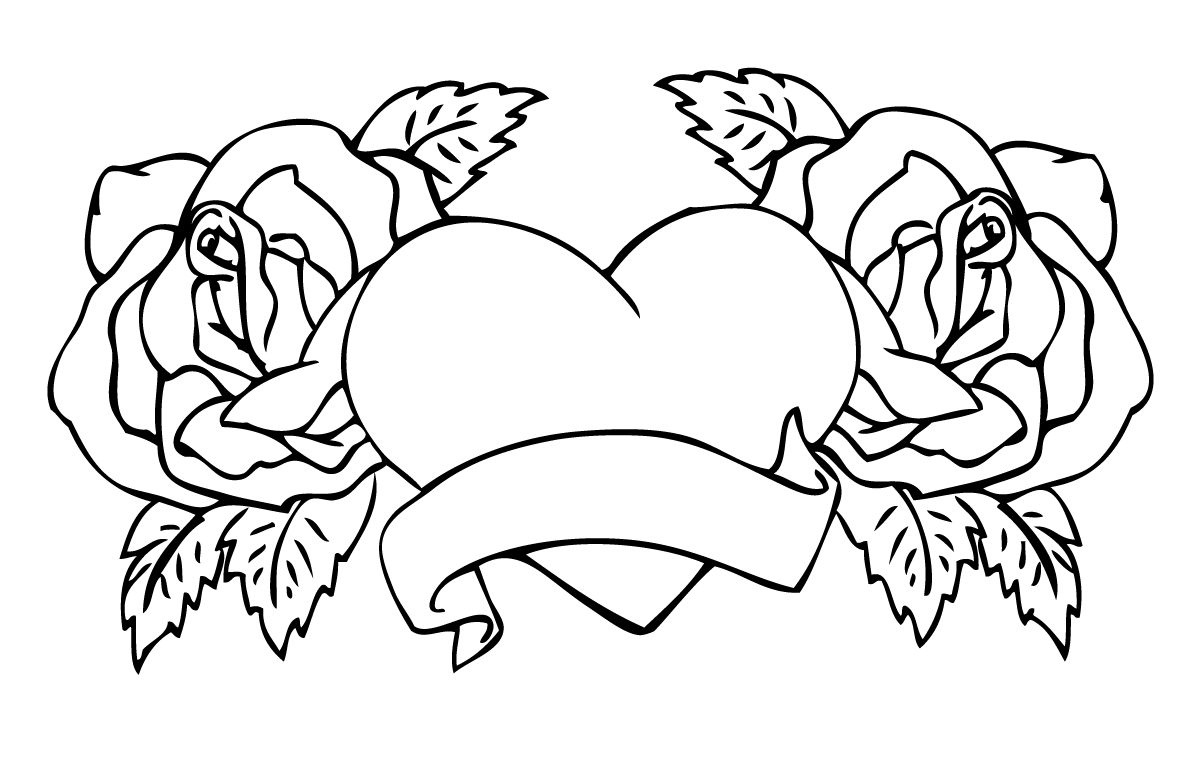 hearts with flowers coloring pages