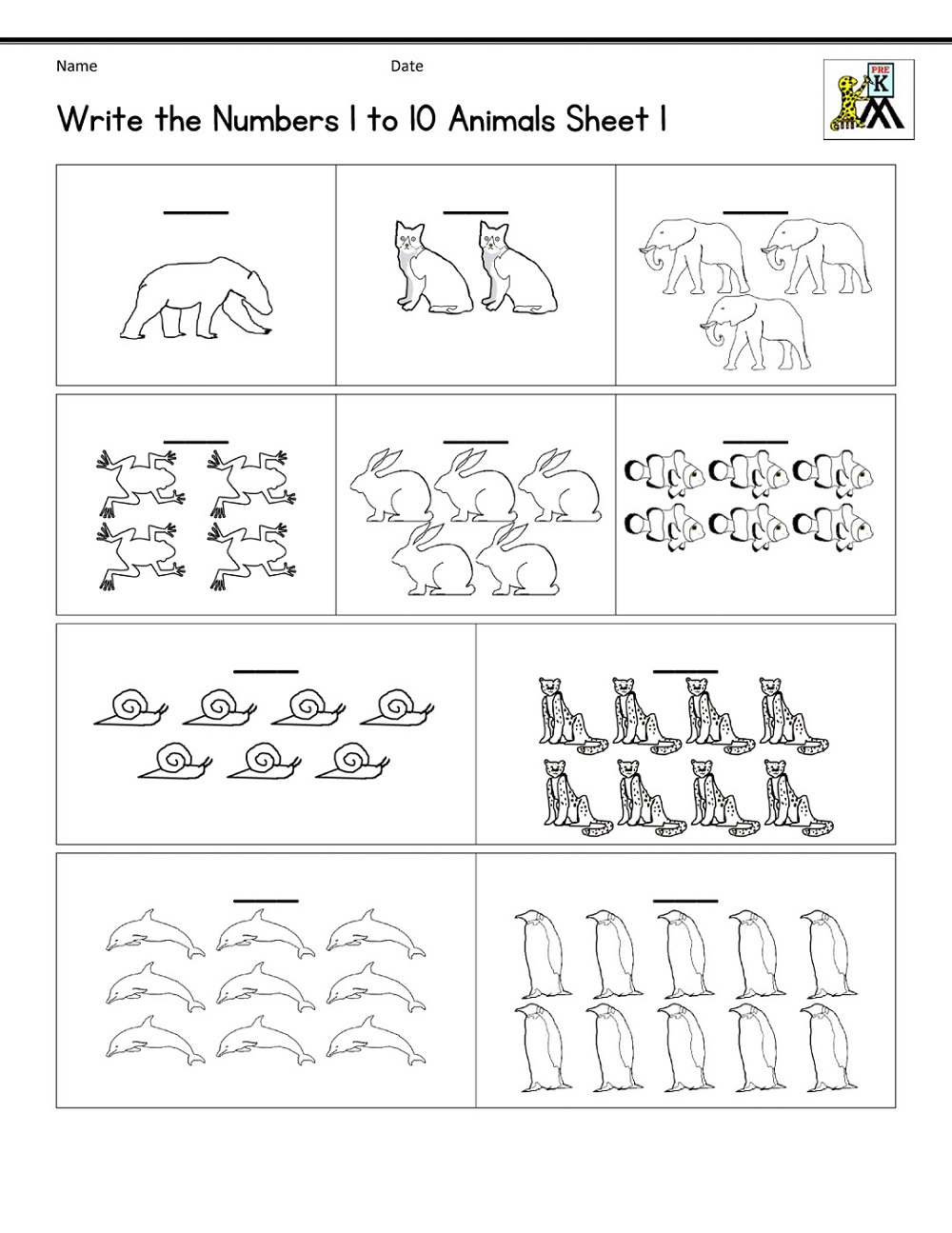 Pre K Worksheets Numbers Counting