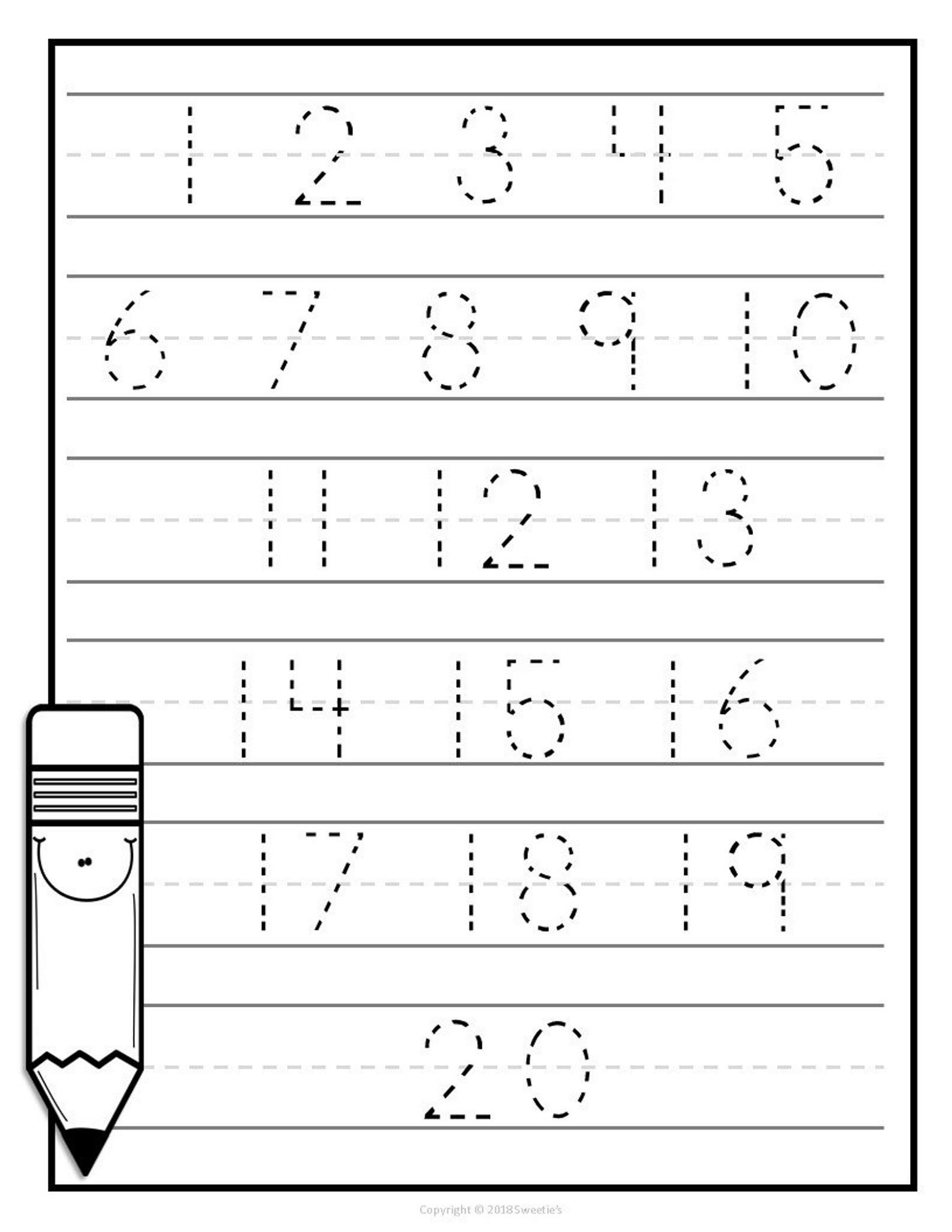 Pre K Worksheets Numbers Writing