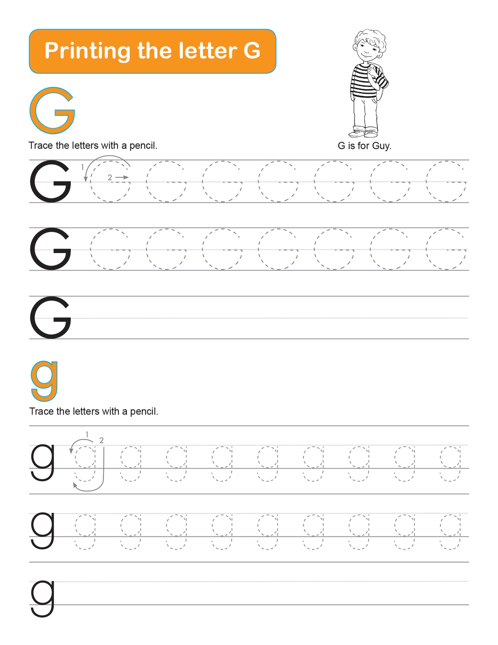 Trace Letter G For Kids