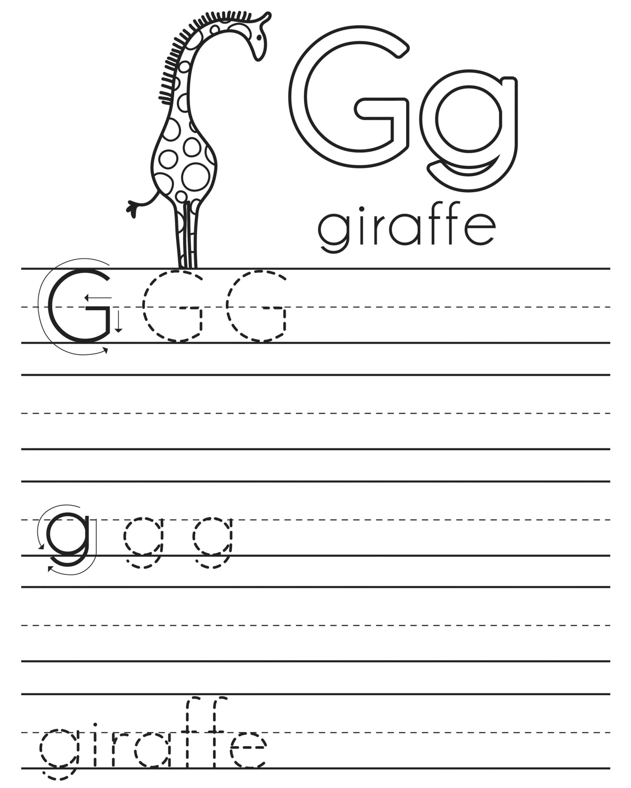 Trace Letter G Handwriting