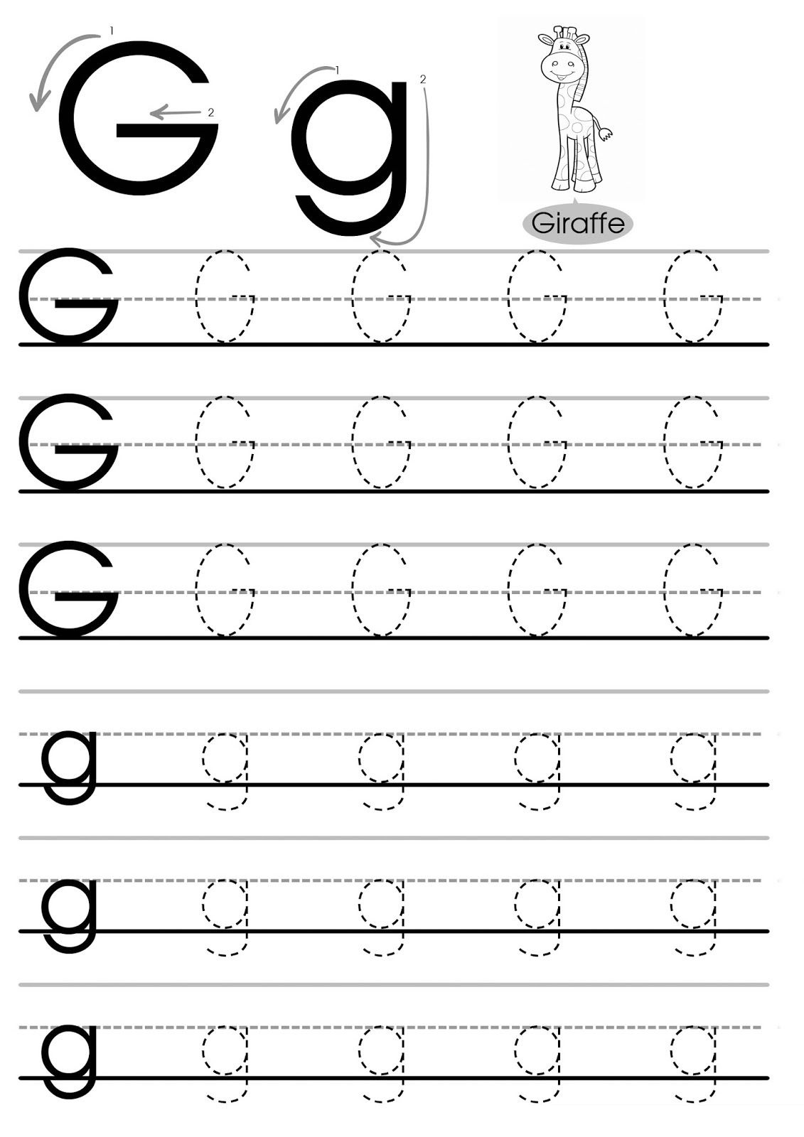 Trace Letter G Printable