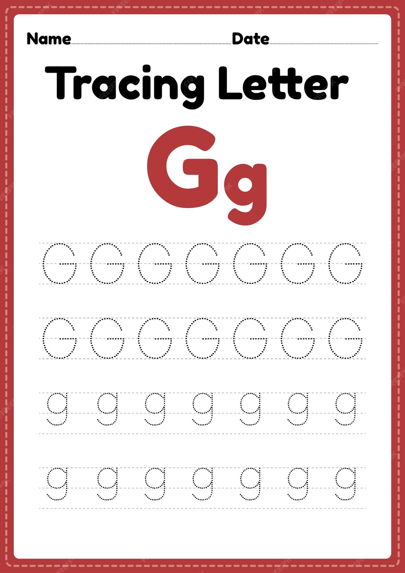 Trace Letter G Worksheet